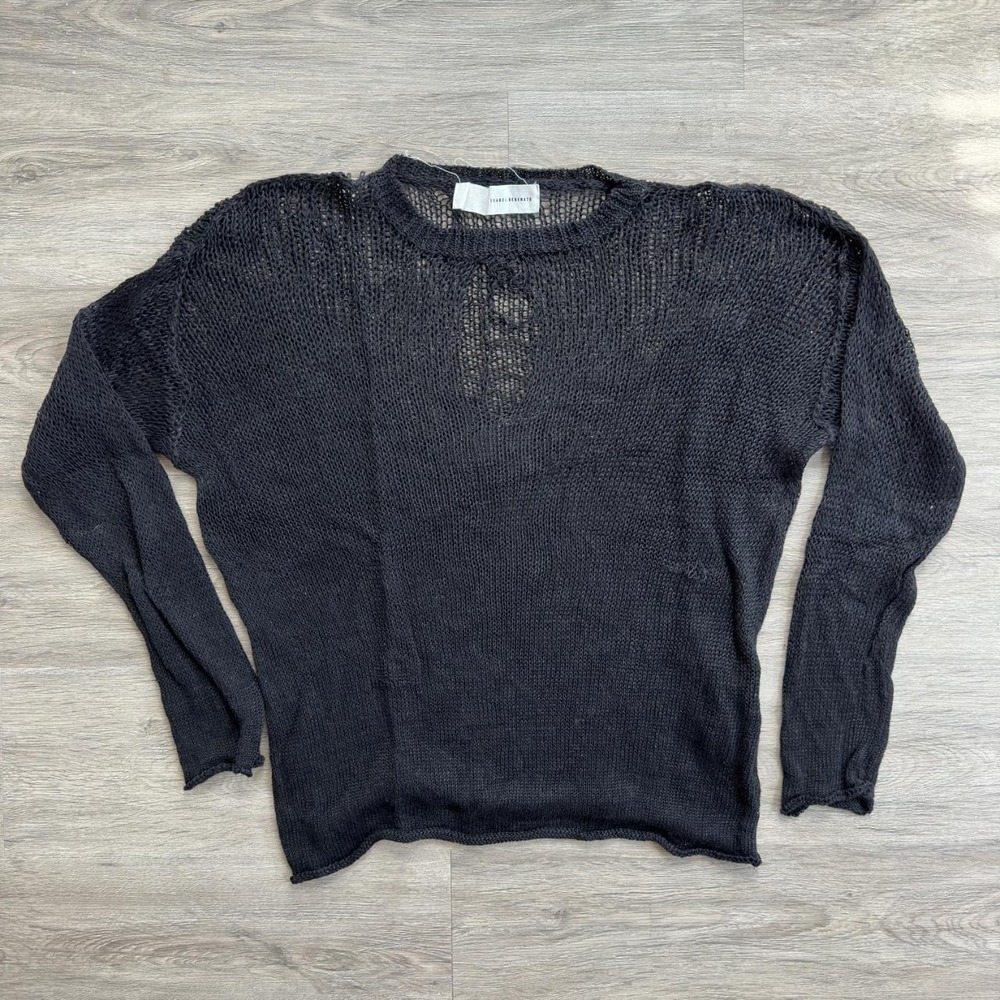 Isabel Benenato Black Open Knit Degrade Sweater Men's Unisex Designer